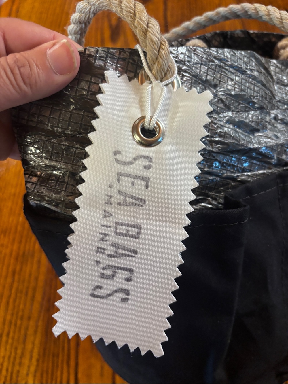 NWT Sea Bags Maine Recycled Sail Cloth Rope Handle Small Tote Beach Travel Bag - Picture 7 of 12